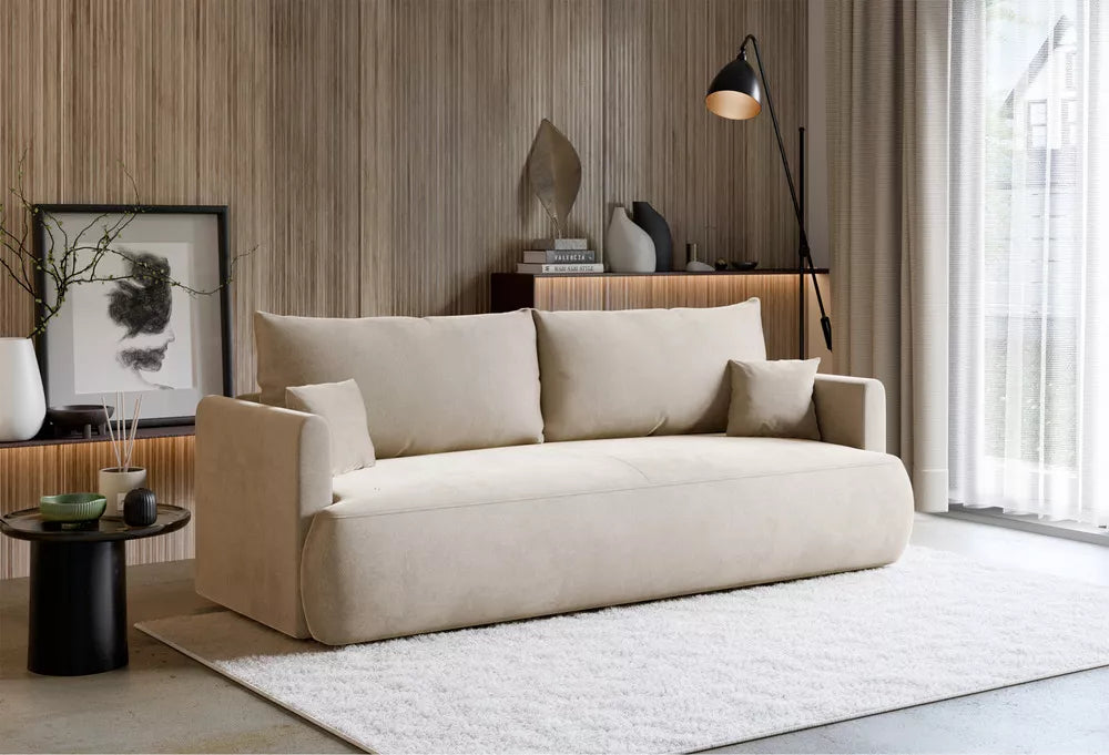 Trivietė sofa Ovo mini, kreminė