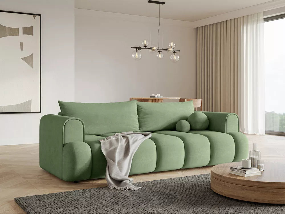 Trivietė sofa Dandelino, eukalipto spalvos
