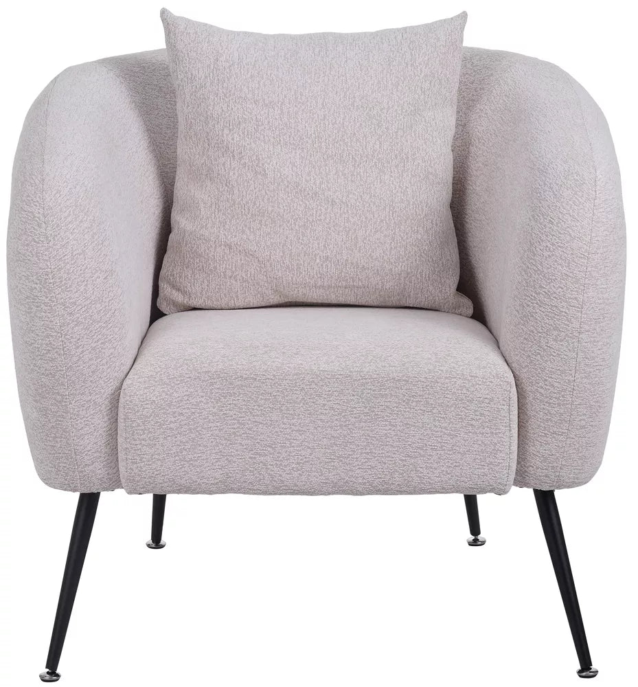 Svetainės fotelis Inglede, šviesiai smėlio spalvos, su smėlio spalvos kojelėmis