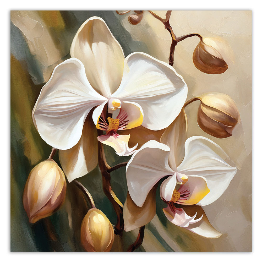 Paveikslas Ant Drobės, orchidėja, tapyta smėlio spalva