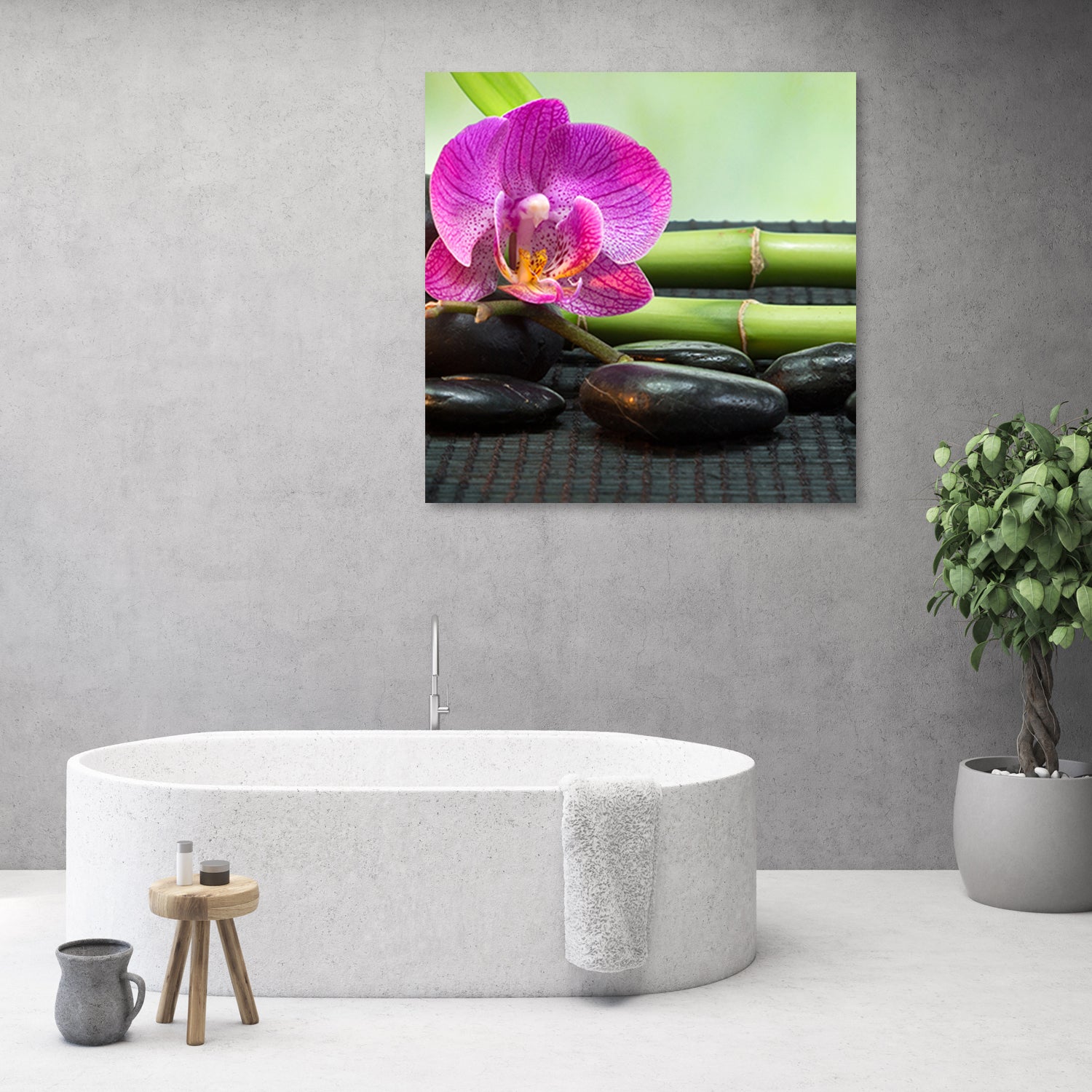 Paveikslas Ant Drobės, Orchidėja ant juodų akmenų