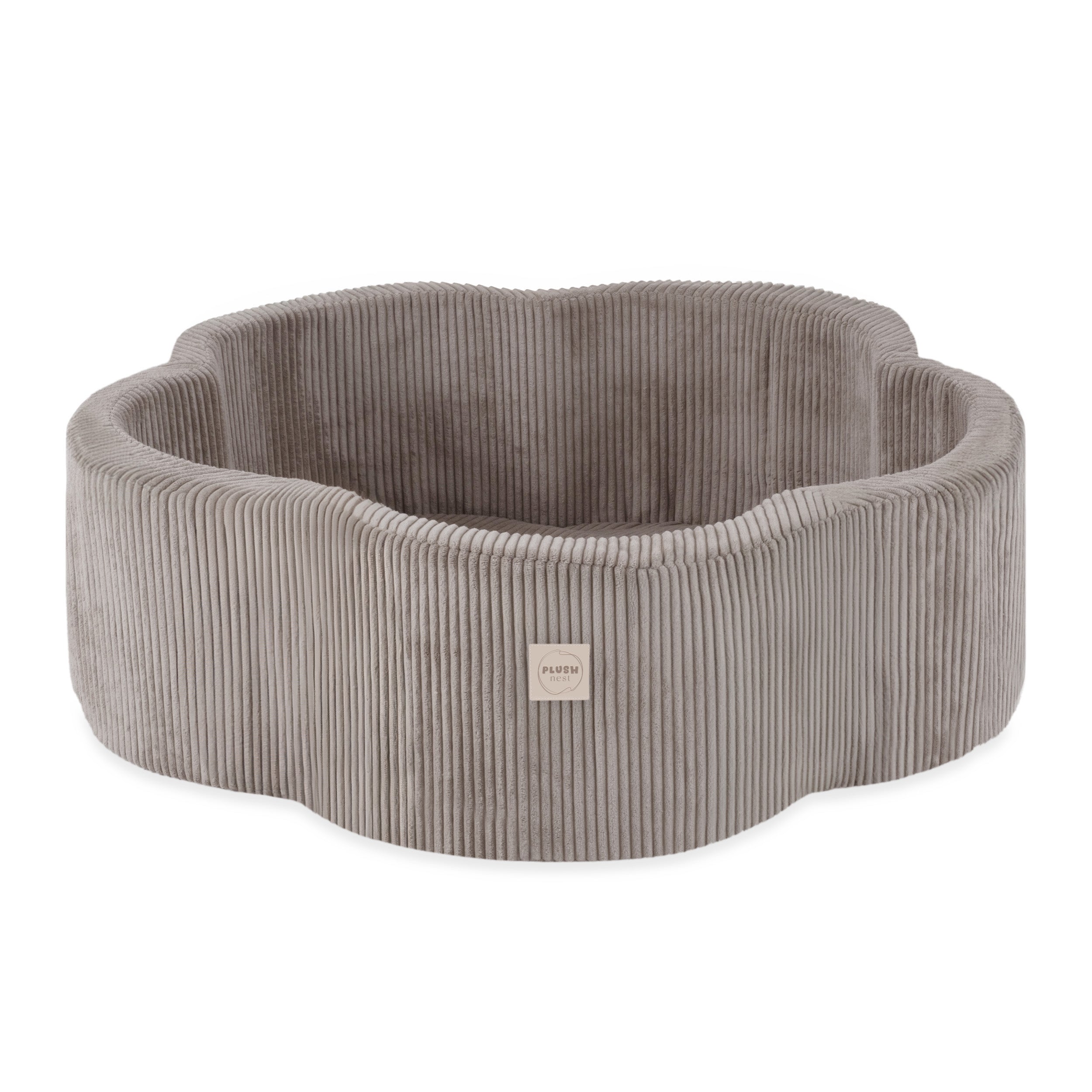 Kamuoliukų baseinas Plush Nest 95×30 cm, smėlio, premium velvetas, 300 kamuoliukų