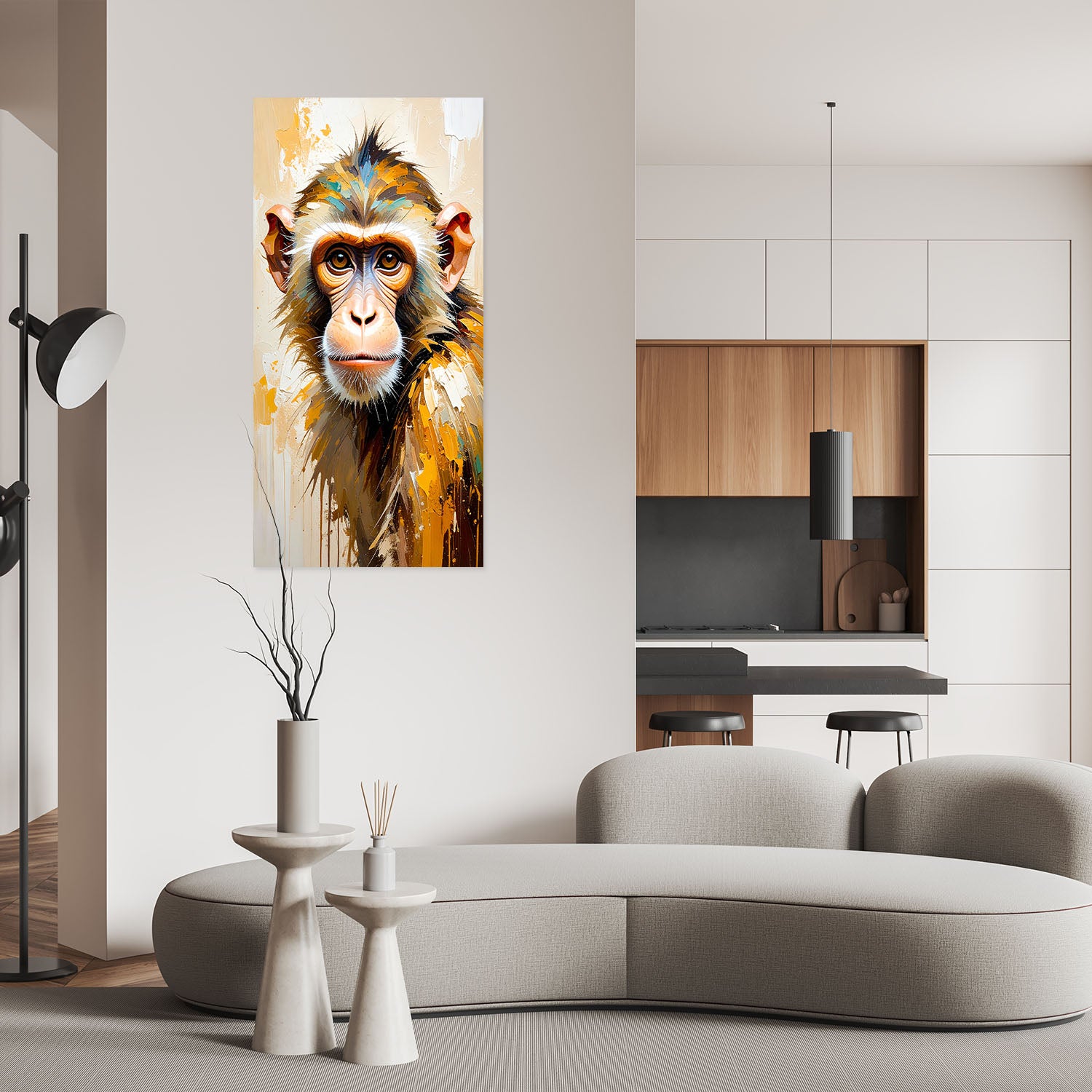 Klijuojamas plakatas, Spalvingi beždžionės gyvūnai Afrika