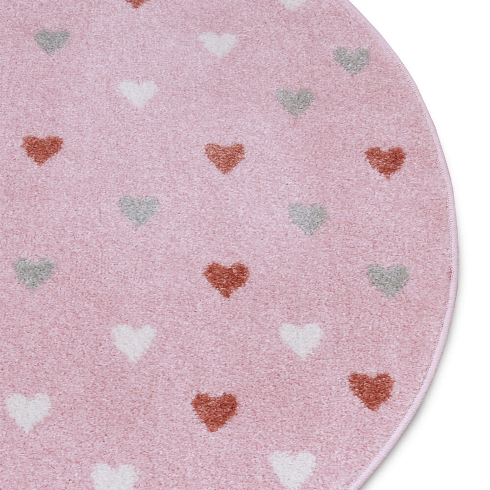 Apvalus Rožinis Vaikiškas Kilimas Little Hearts