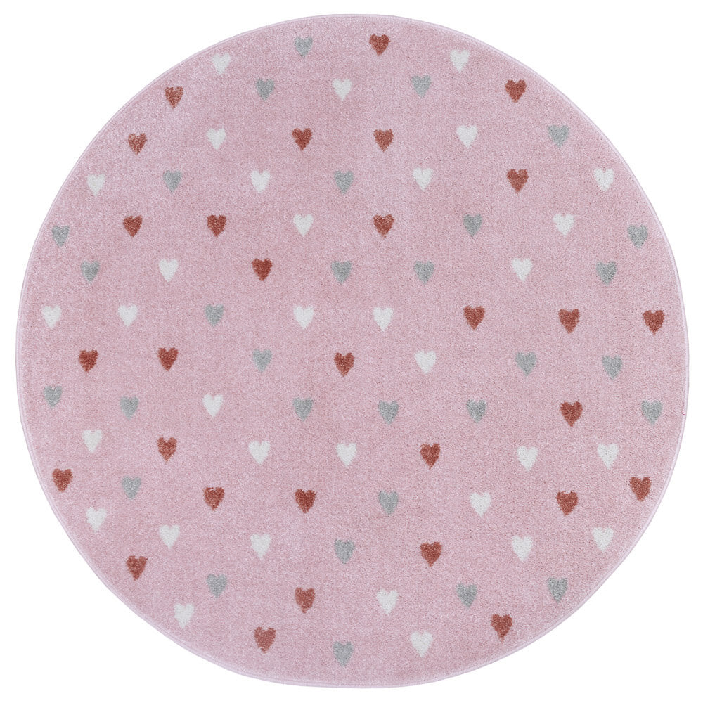 Apvalus Rožinis Vaikiškas Kilimas Little Hearts
