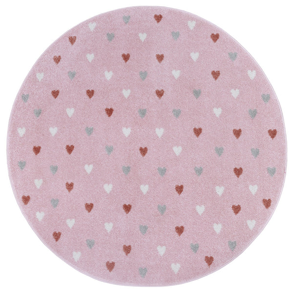 Apvalus Rožinis Vaikiškas Kilimas Little Hearts