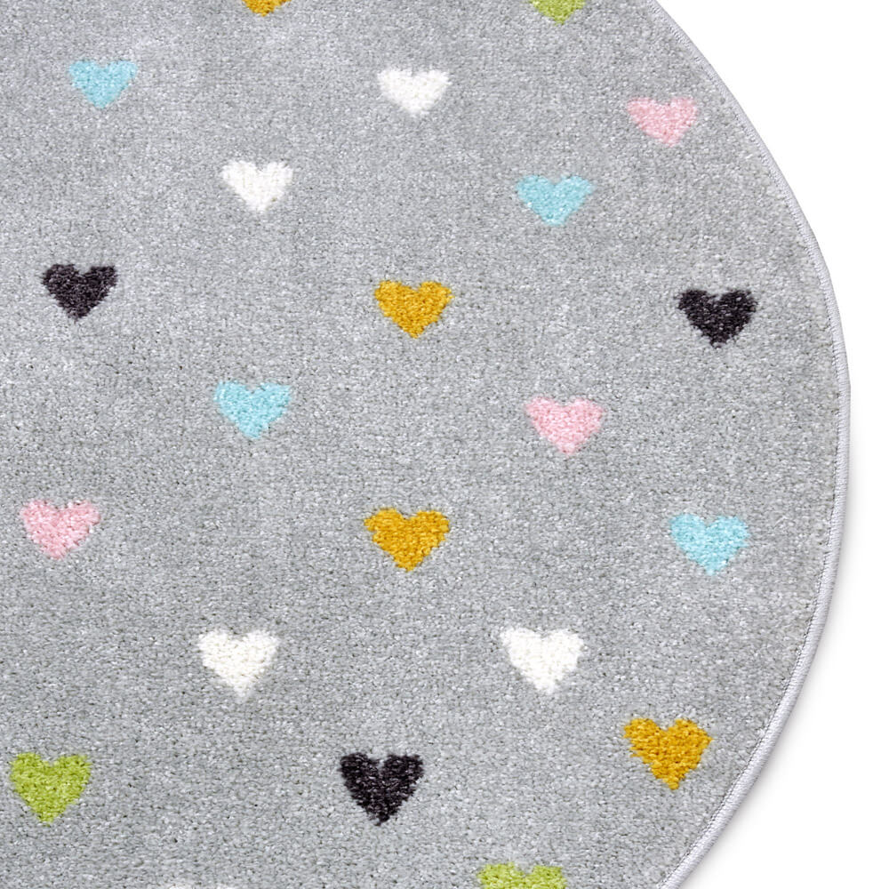 Apvalus Pilkas Vaikiškas Kilimas Little Hearts