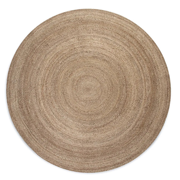Apvalus Plokščio Pynimo Kilimas Jute Braided Beige