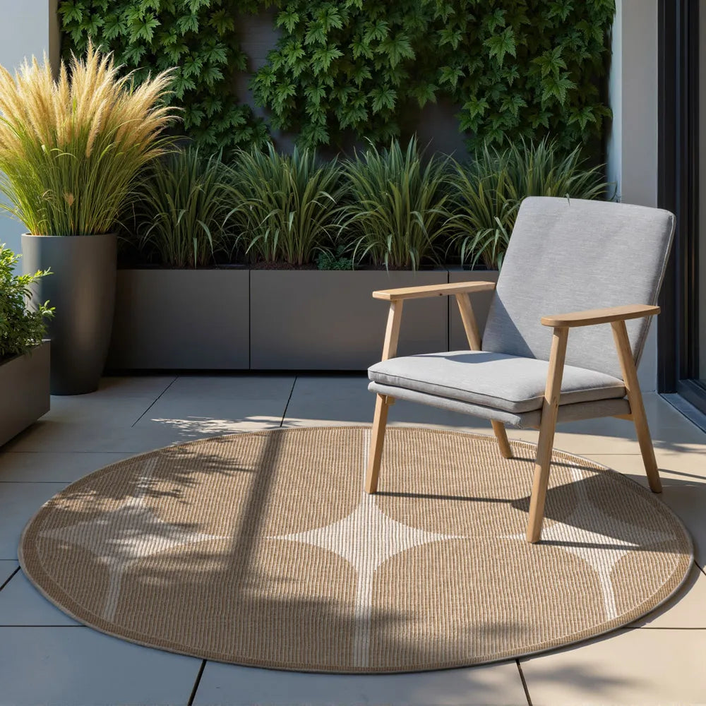 Dvipusis Apvalus Lauko Kilimas Bowen Beige