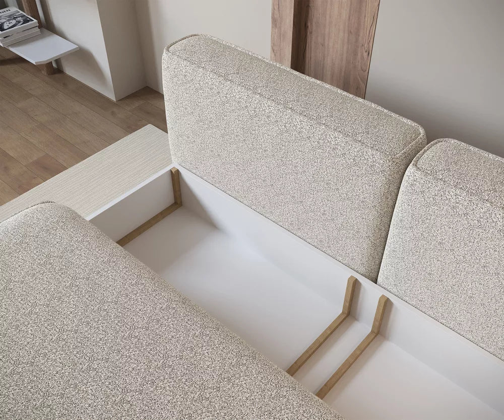 Trivietė sofa Leanno, šviesiai smėlinė