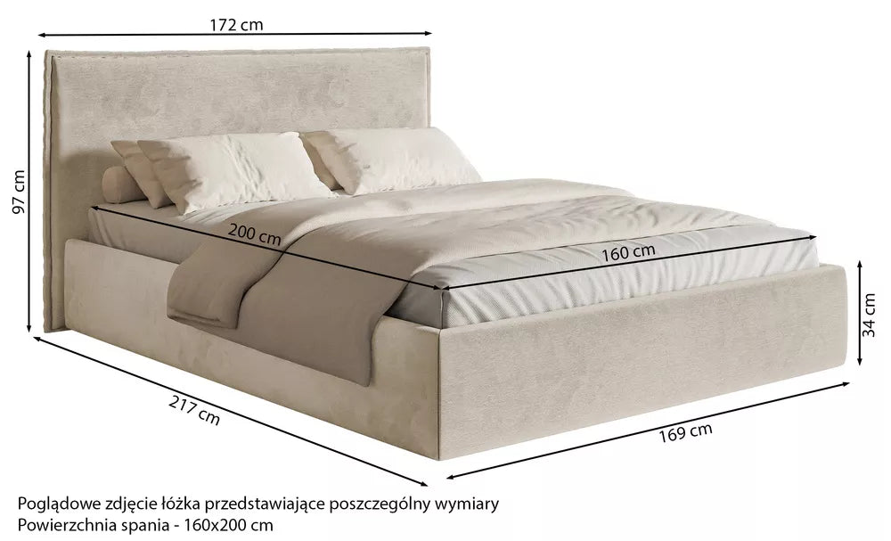 Lova Softie Slim, pilkai ruda, 160x200 cm
