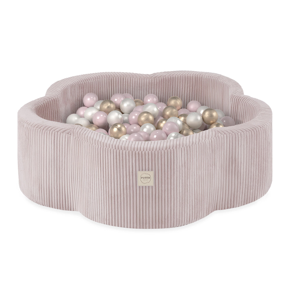 Kamuoliukų baseinas Plush Nest 95×30 cm, šviesiai rožinė, premium velvetas, 300 kamuoliukų