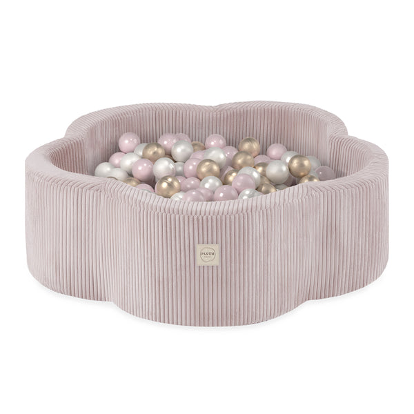 Kamuoliukų baseinas Plush Nest 95×30 cm, šviesiai rožinė, premium velvetas, 300 kamuoliukų