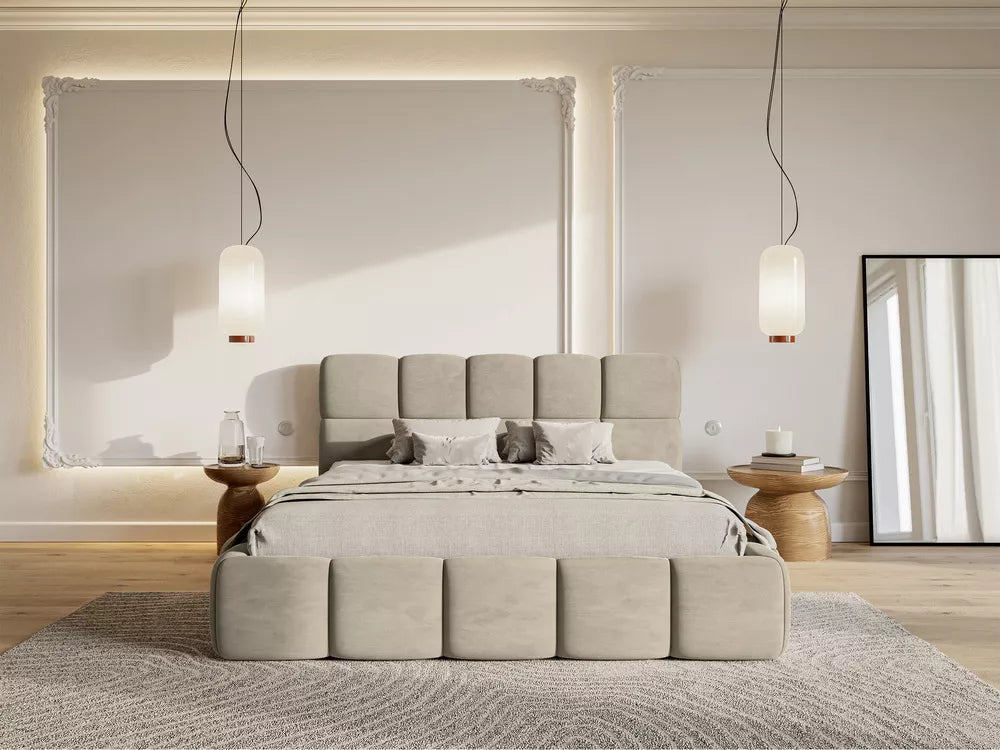 Lova Cloudy, pilkai smėlinė, 160x200 cm