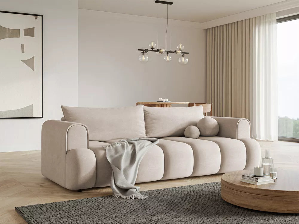 Trivietė sofa Dandelino, pilkai smėlinė