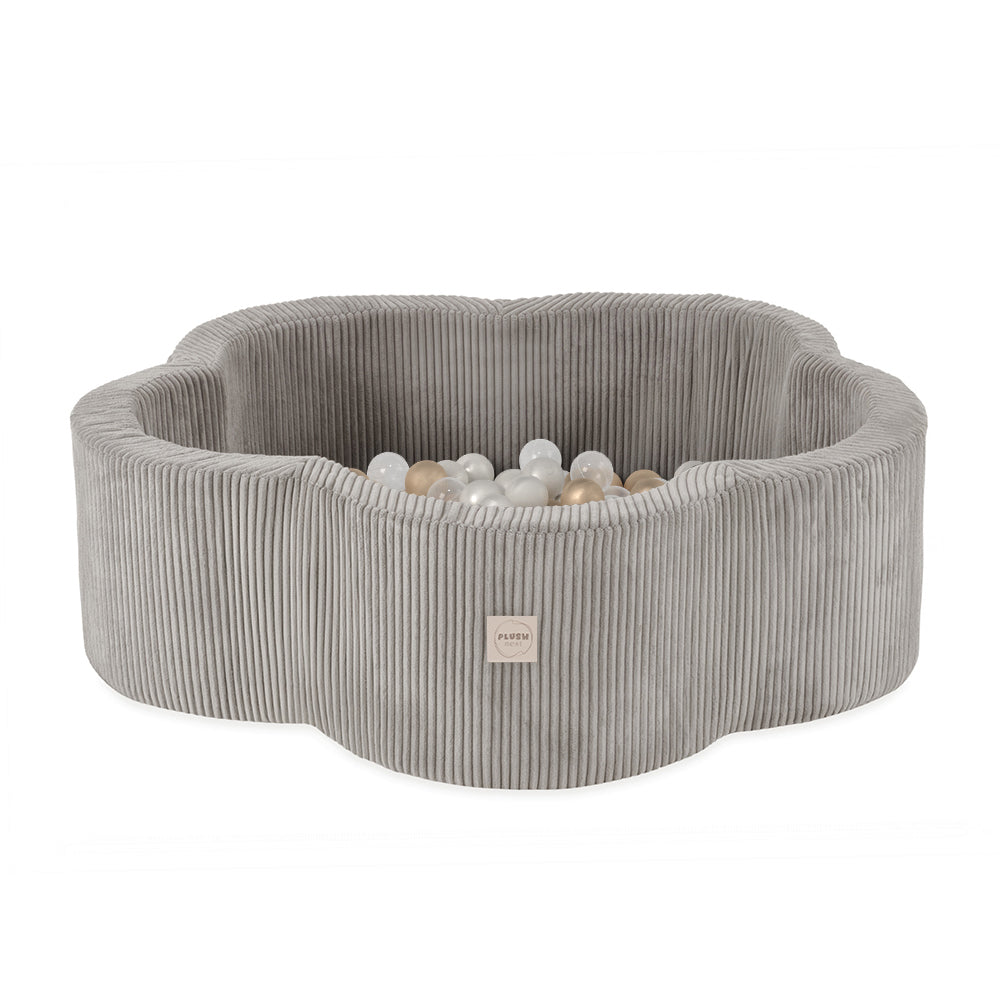 Kamuoliukų baseinas Plush Nest 95×30 cm, smėlio, premium velvetas, 200 kamuoliukų
