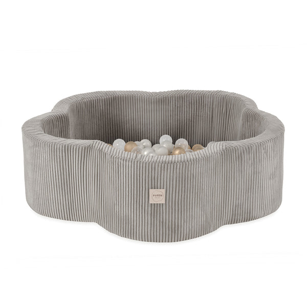 Kamuoliukų baseinas Plush Nest 95×30 cm, smėlio, premium velvetas, 200 kamuoliukų