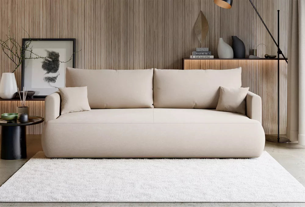 Trivietė sofa Ovo mini, kreminė
