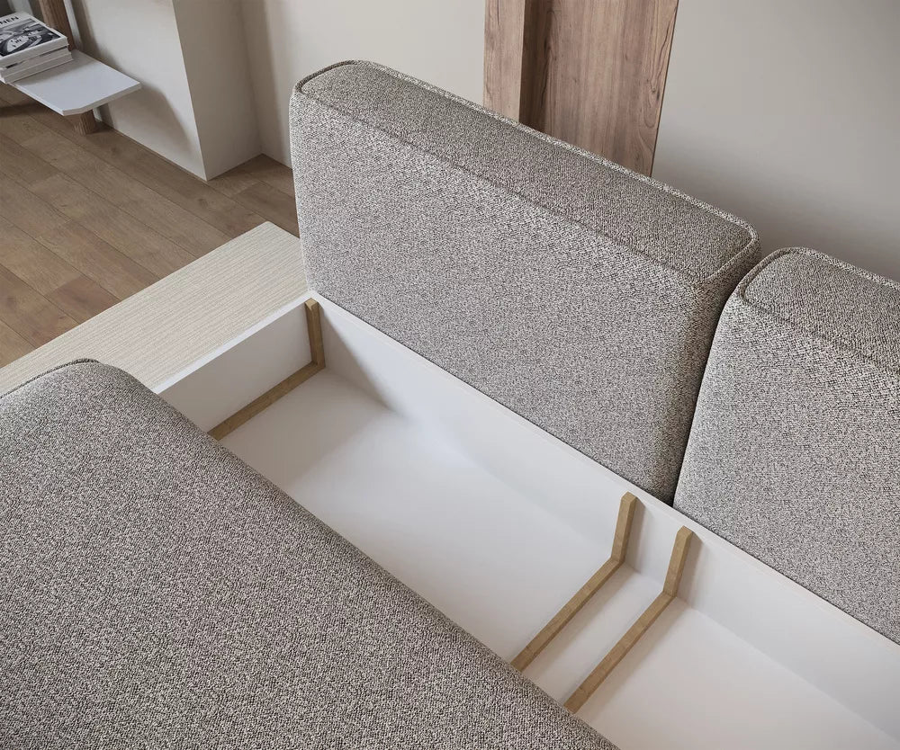 Trivietė sofa Leanno, tamsiai smėlinė