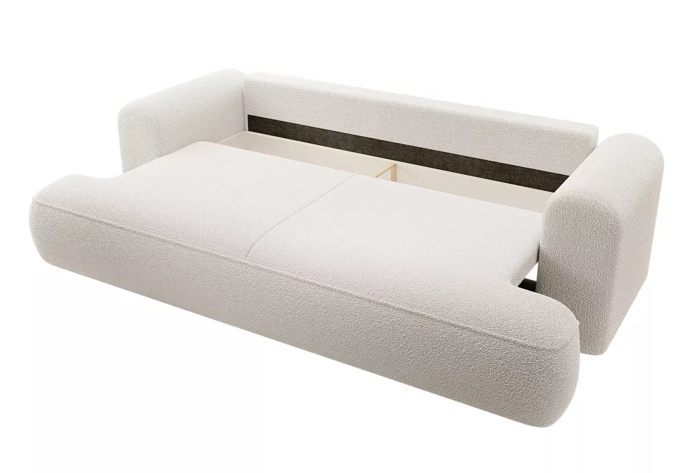 Trivietė sofa-lova Ovo, kreminė