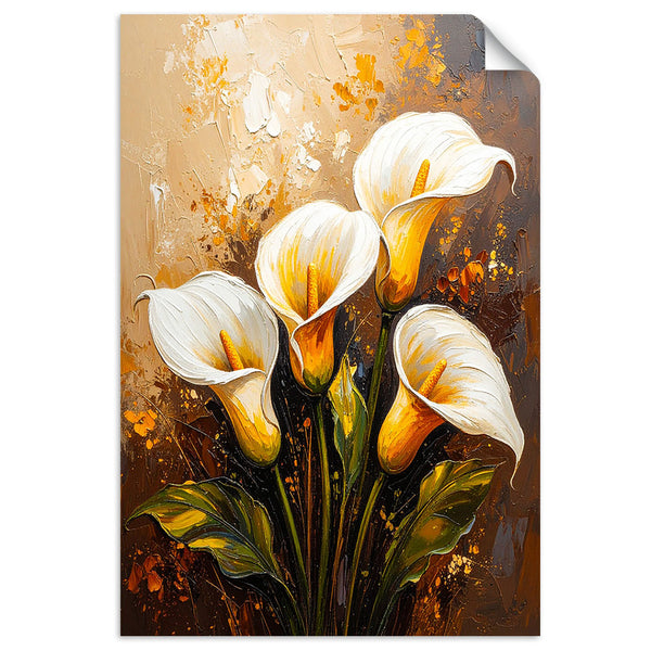 Lipni plakatas, Calla Lilies Baltos gėlės tarsi dažytos