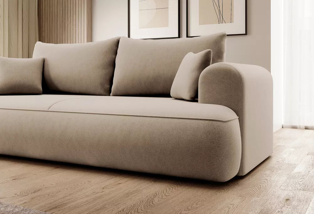 Trivietė sofa Ovo, smėlinė