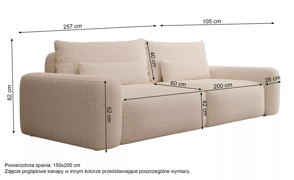 Trivietė sofa Carnos, tamsiai pilka