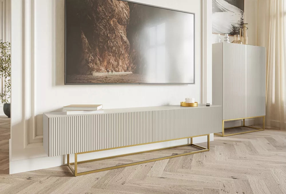 TV spintelė Veldio, pilkai smėlinė