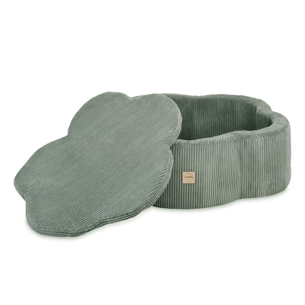 Kamuoliukų baseinas Plush Nest 95×30 cm, žalia, premium velvetas, su kilimėliu