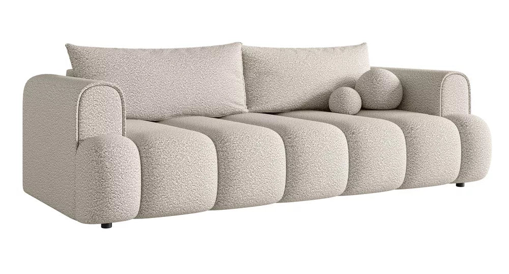 Trivietė sofa su miegojimo funkcija Dandelino, kreminė