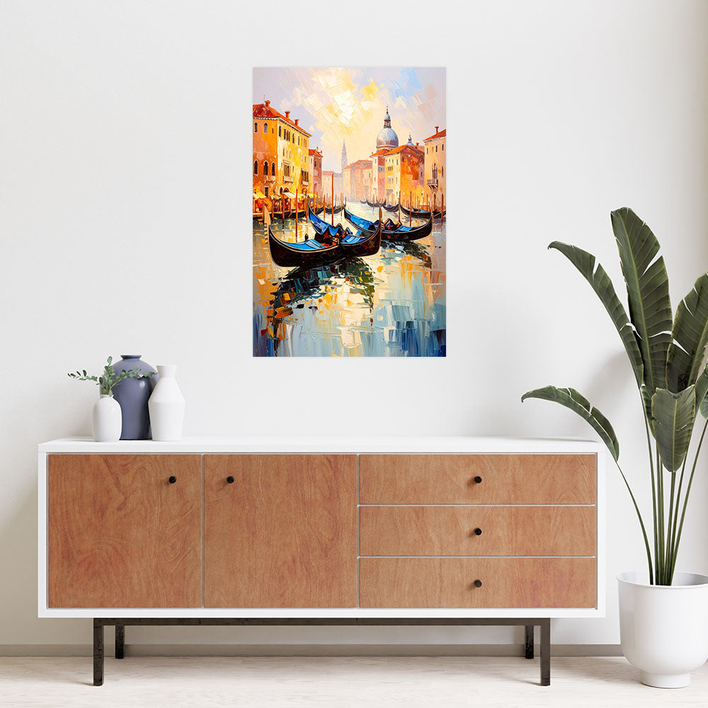 Klijuojamas plakatas, Venecijos miesto gondolos Italija