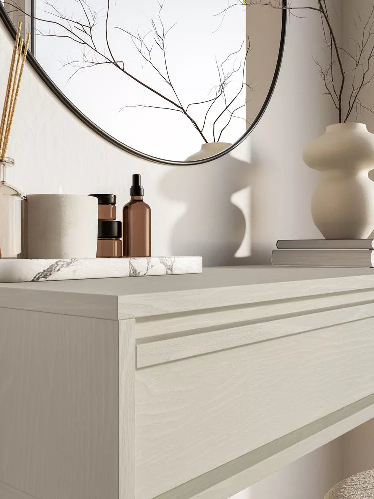 Konsolė Evo su stalčiumi ir rėmu 90 cm Smėlio spalvos