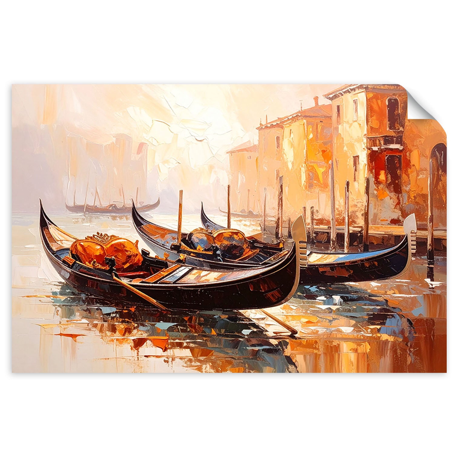 Lipni plakatas, Venecijos miesto gondolos smėlio spalvos