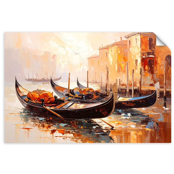 Lipni plakatas, Venecijos miesto gondolos smėlio spalvos