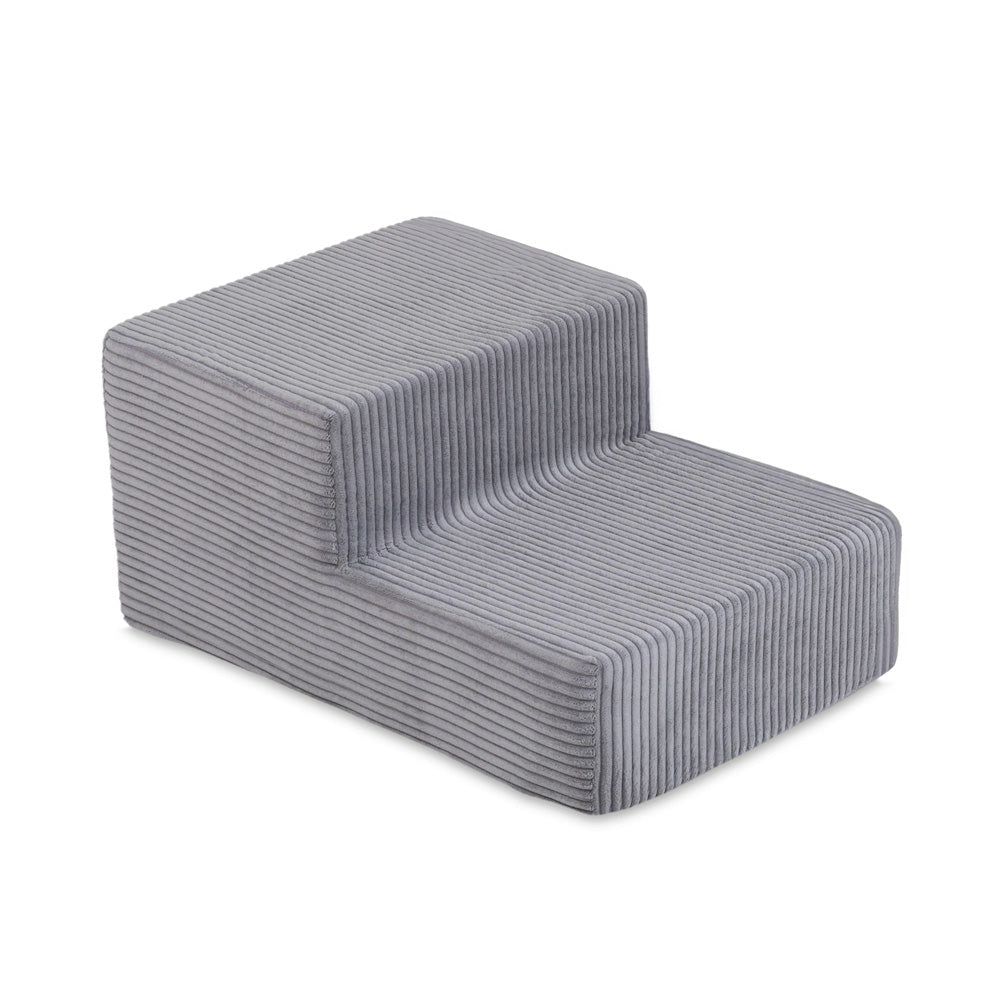 Kamuoliukų baseinas Plush Nest 90×30 cm, šviesiai mėlyna, premium velvetas, laiptelis, 200 kamuoliukų
