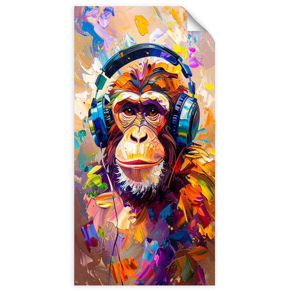 Lipni plakatas, Spalvinga DJ Monkey su ausinėmis