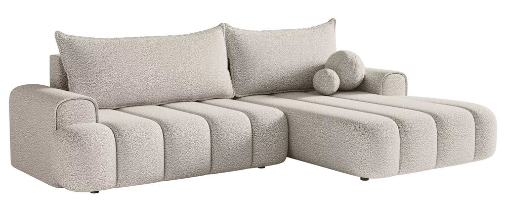Kampinė miegamoji sofa Dandelino kreminė