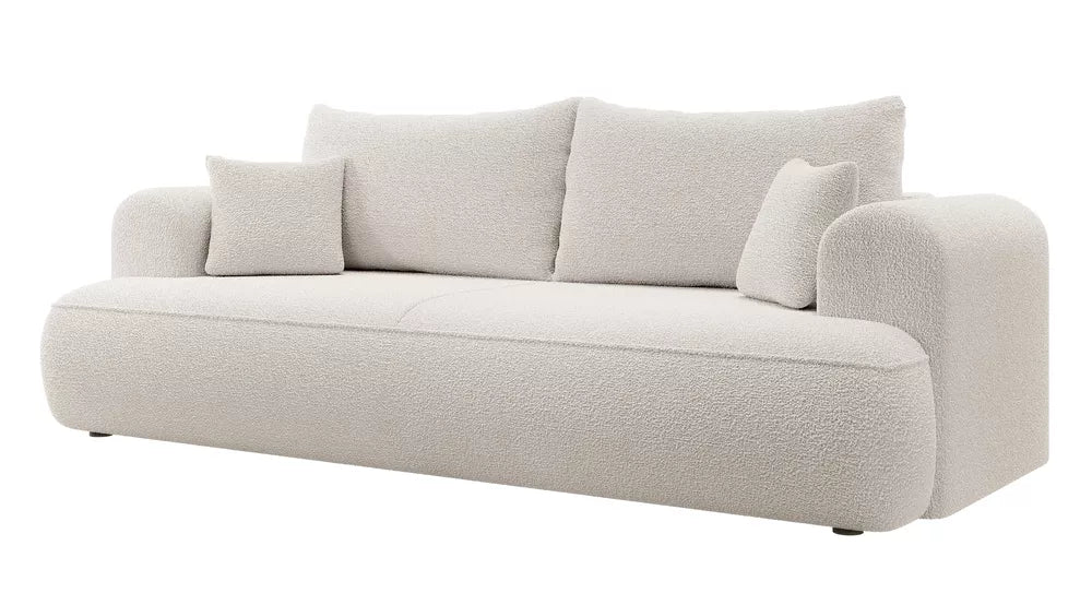 Trivietė sofa-lova Ovo, kreminė