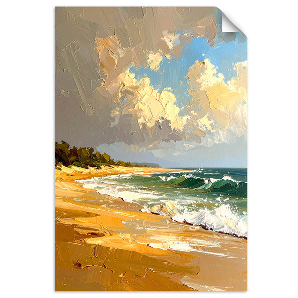 Lipni plakatas, Landscape Sea Beach aliejinių dažų efektas
