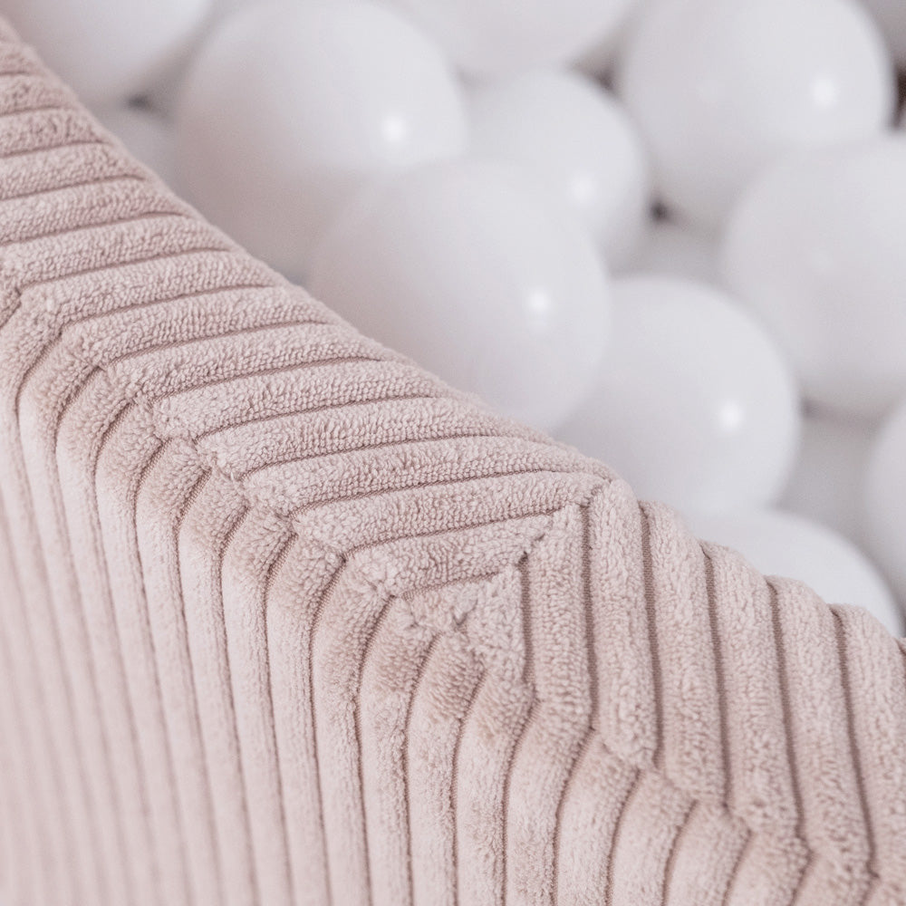 Kamuoliukų baseinas Plush Nest 90×30 cm, šviesiai rožinė, velvetas, 200 kamuoliukų
