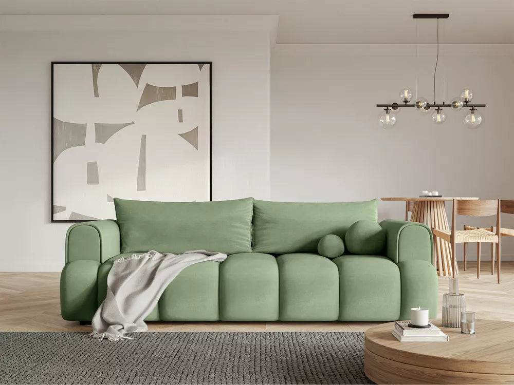 Trivietė sofa Dandelino, eukalipto spalvos