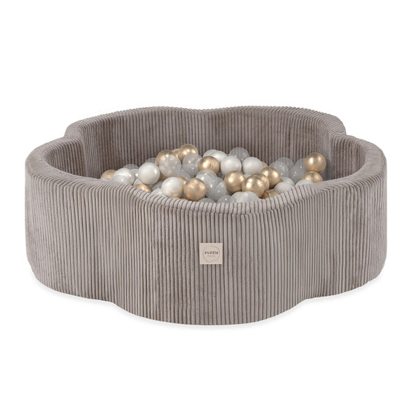 Kamuoliukų baseinas Plush Nest 95×30 cm, smėlio, premium velvetas, 300 kamuoliukų