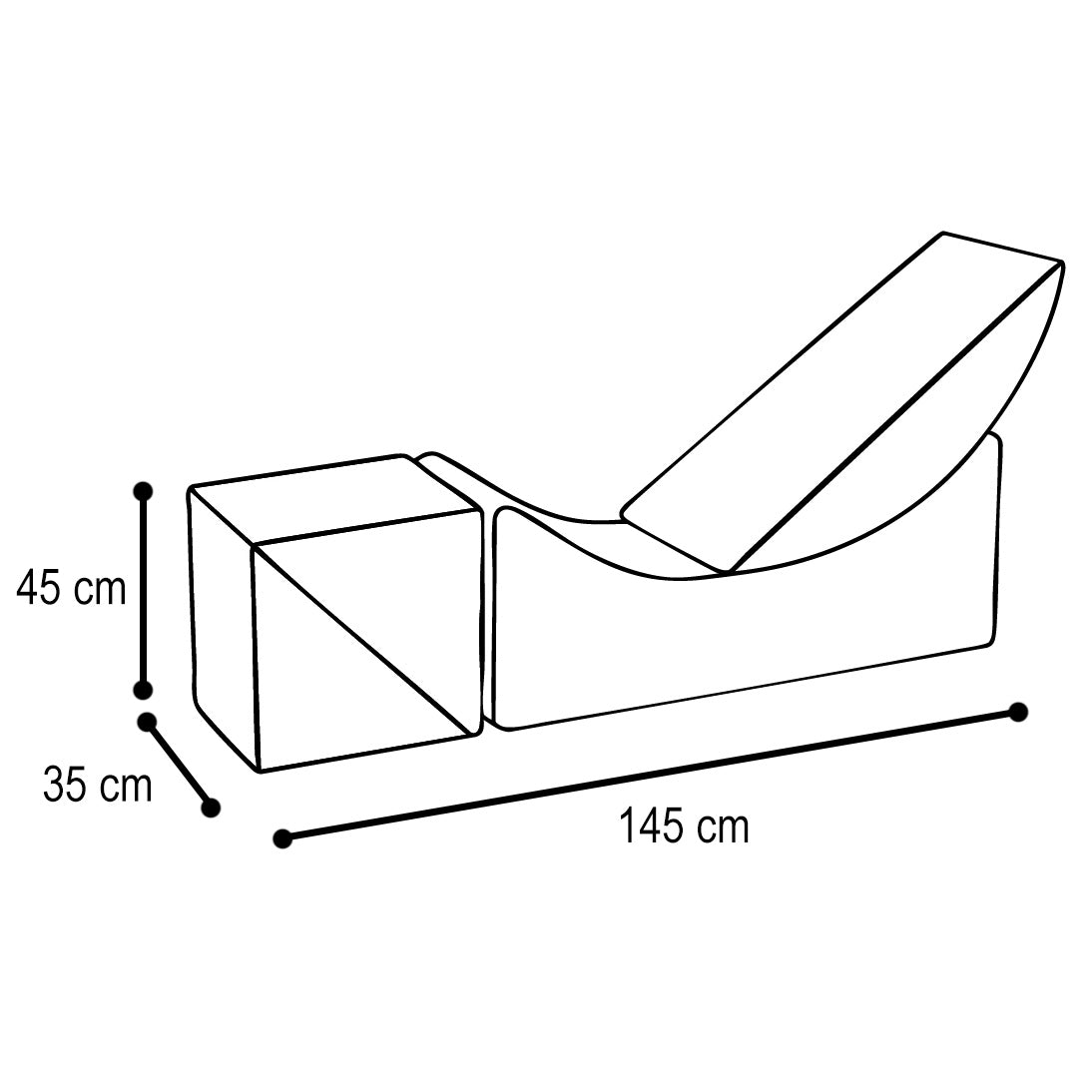 Išskleidžiamas Šezlongas Plush Nest 145×35×45 cm, pilka, velvetas