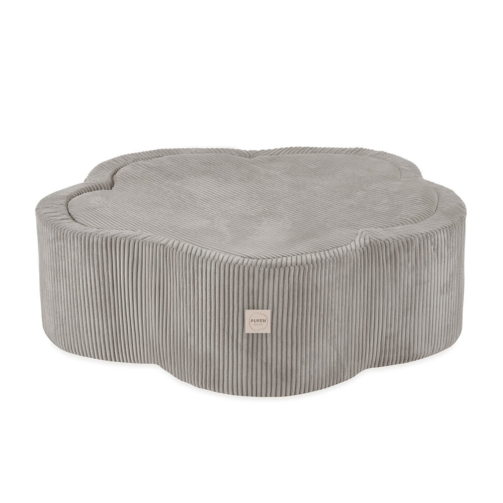 Kamuoliukų baseinas Plush Nest 95×30 cm, smėlio, premium velvetas, su kilimėliu, 200 kamuoliukų
