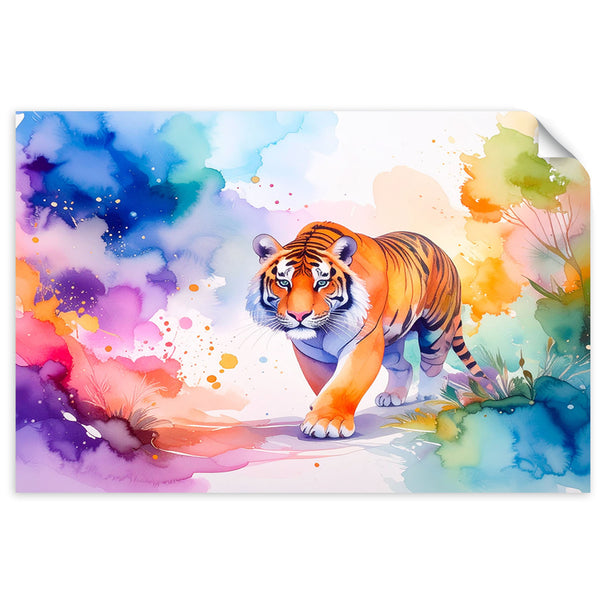 Lipni plakatas, Spalvinga Tiger Safari akvarelė