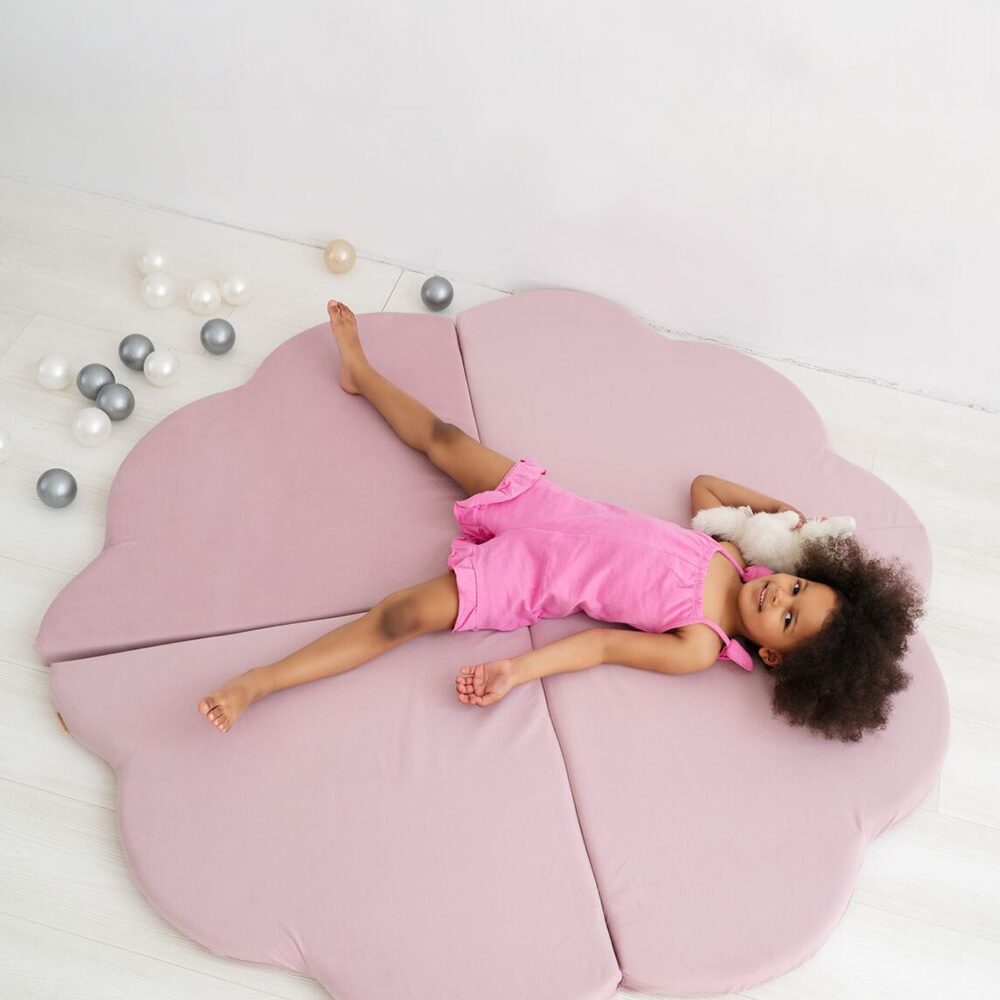 Gėlės formos kilimėlis Plush Nest 120×120×5 cm, rožinė, velvetas