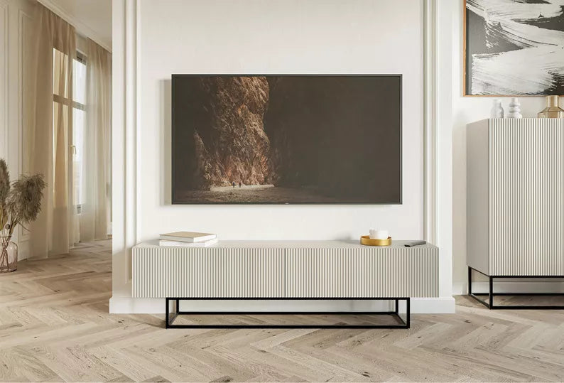 TV spintelė Veldio, pilkai smėlinė
