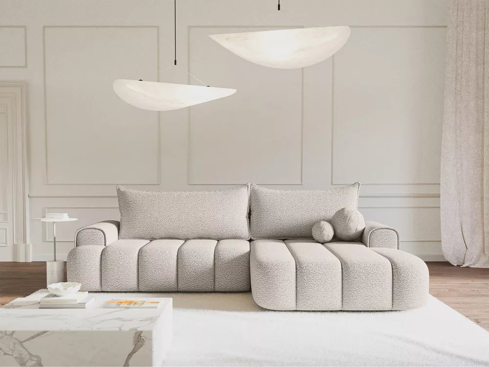 Kampinė miegamoji sofa Dandelino kreminė