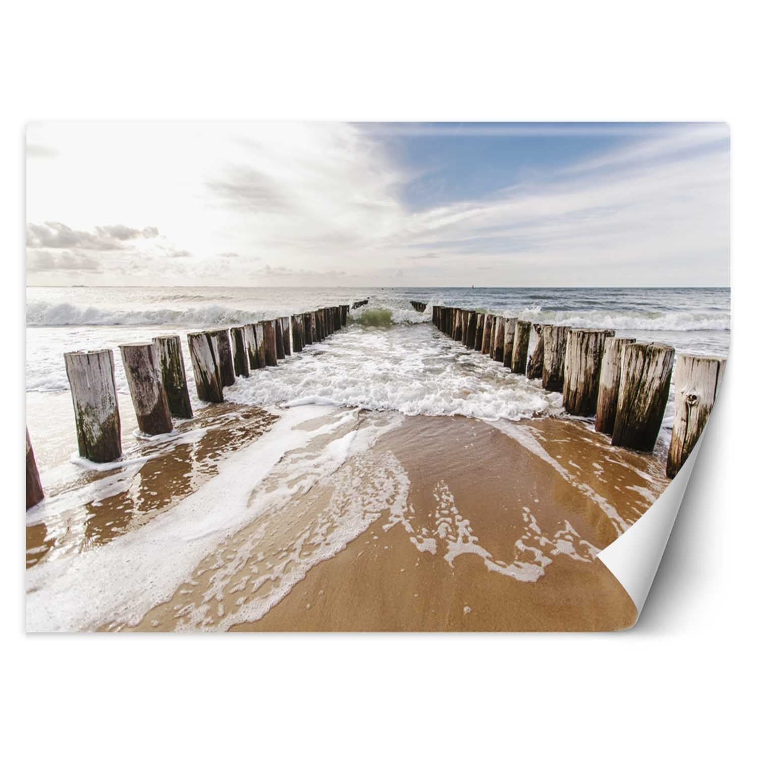 Fototapetai, 3D paplūdimio vaizdas į jūrą