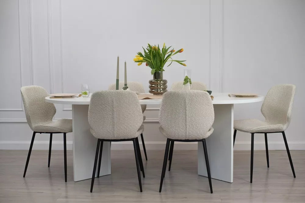 Stalas Ovo 204 cm baltas